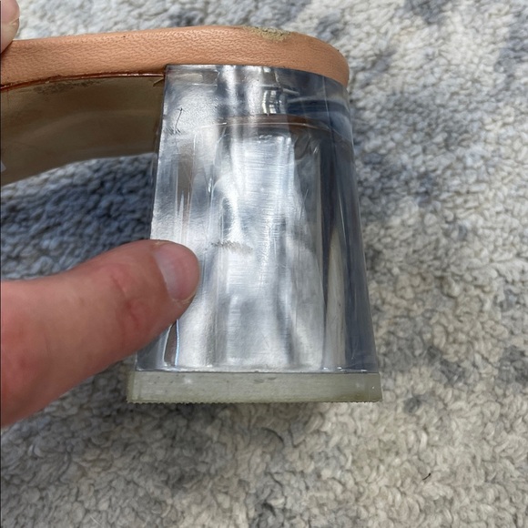 Larroude Jenn Lucite Heeled Mules Nude Beige Clear Sandals Cinderella Sz 10 - Picture 13 of 15